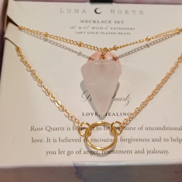 2 pc Luna Norte 14KT Gold Plated over Brass Necklaces with genuine gemstones - Picture 6 of 9